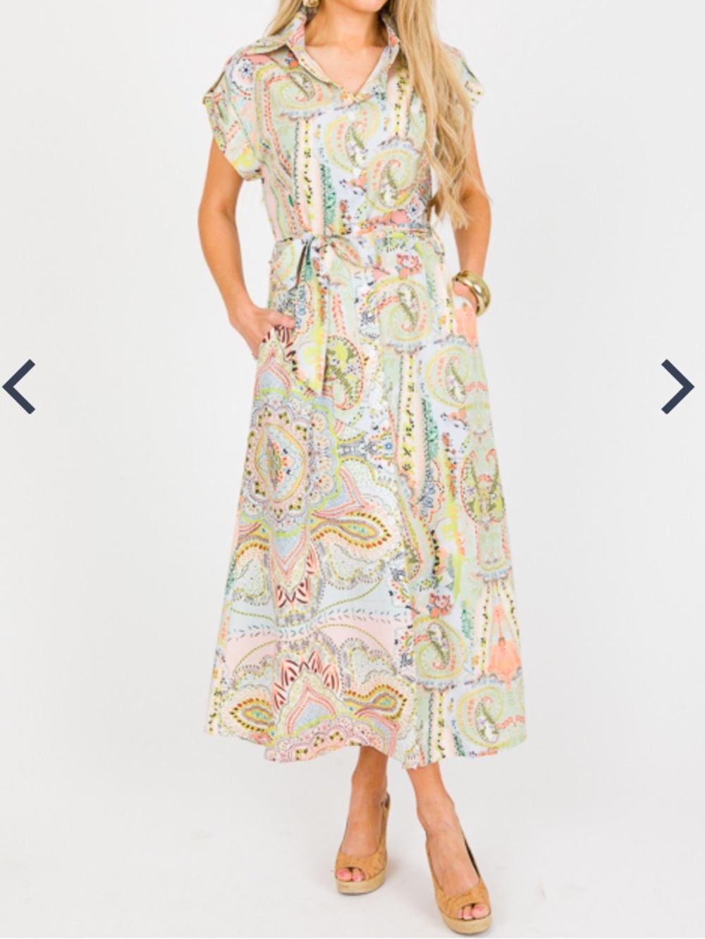 Sunday Up Paisley Mix Shirt Dress Midi